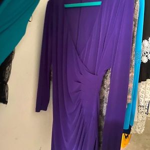 Purple deep V dress.